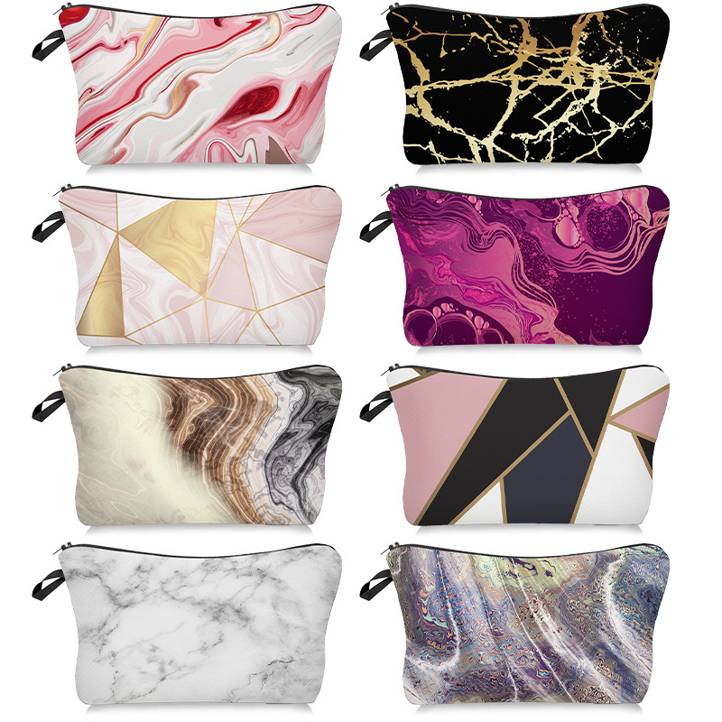 Cross-border Hot Selling Printed Marble Cosmetic Bag Portable Light Luxury Travel Women's Clutch Bag Multi-function Wash Bag