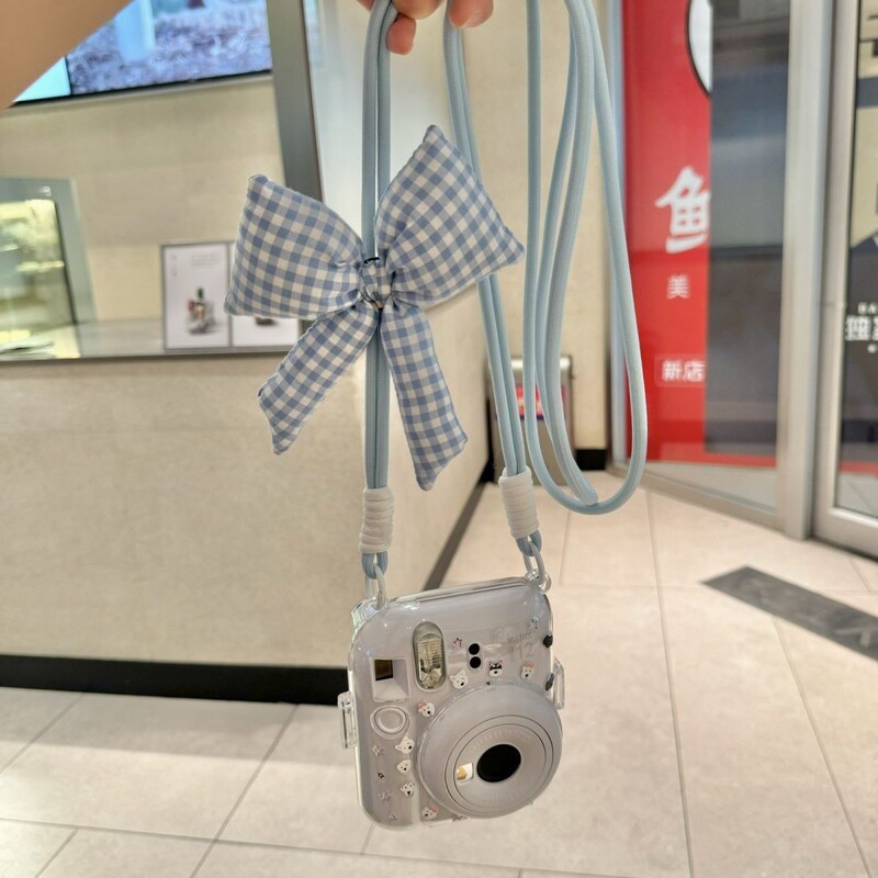 [Mini12 Transparent Case] Instax Crystal Case Polaroid Hard Shell Camera Protective Case Shell Chain Bag