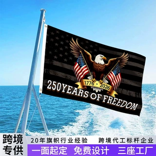 跨境外贸旗帜定制白头鹰国旗竞选旗美国250周年庆祝装饰手摇旗子