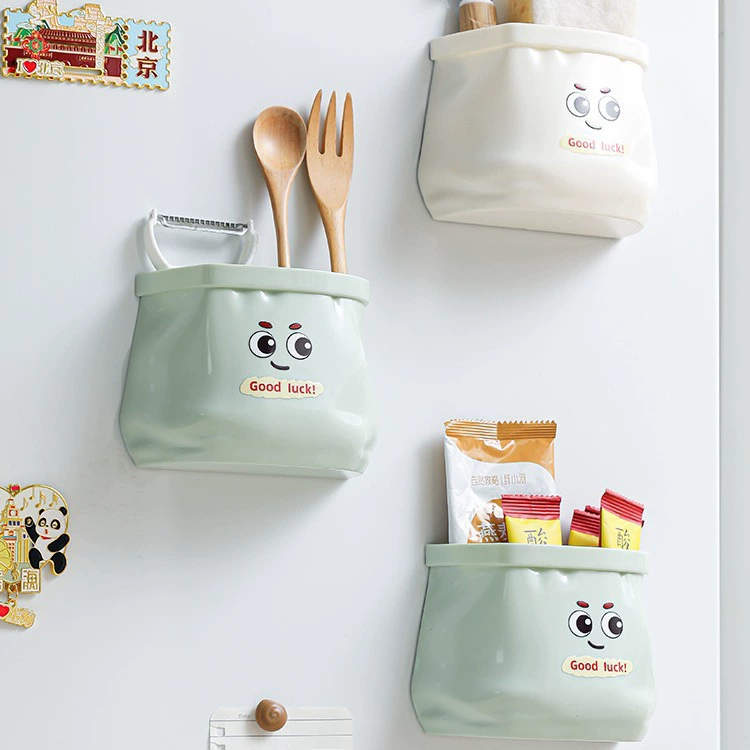 Магнитная абсорбционная коробка для холодильника с большими глазами, настенный органайзер и хранилище без перфорации, милые украшения, многофункциональная полка для хранения.