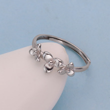 S925纯银三叶花素银戒指女韩版时尚小花食指戒小众设计感指环女