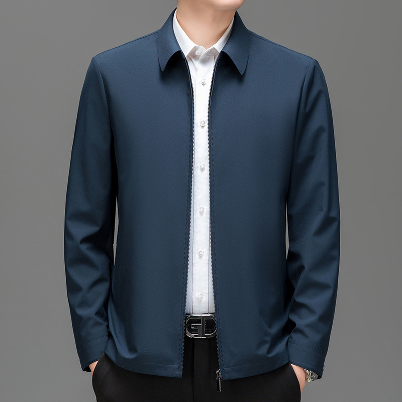 Counter Mulberry Silk Jacket Men's 2024 Spring and Autumn Official Laps Middle-aged Dad's Jacket Business Casual Men's Jacket