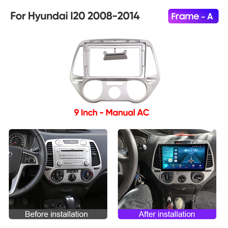 Car Central Control Large Screen Navigation Silver Face Frame Versatile Frame Modification Panel Suitable for Hyundai/I-20 Hyundai