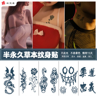 Manufactor goods in stock Wholesale Herbal fruit juice Permanent Tattoo sticker waterproof simulation Anti-sweat fruit juice Tattoo sticker