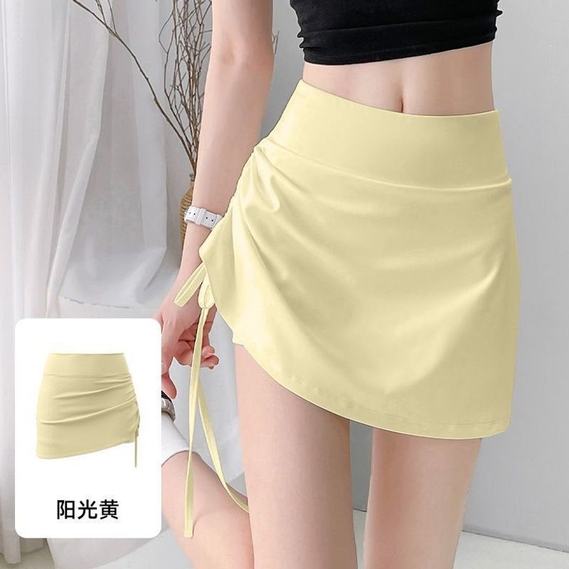 Falso de dos piezas de falda deportiva para mujeres 2026 nuevo verano cintura alta caderas trajes de yoga de cuerda falda de cuerpo de acondicionamiento anti-descalzo image 12