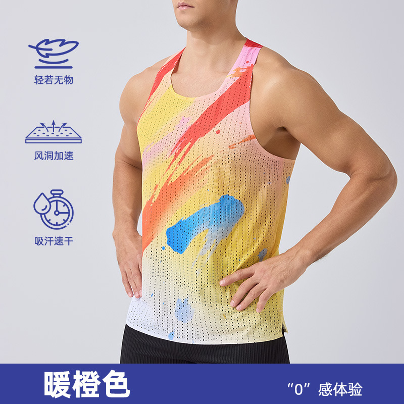 Chalecos deportivos transfronterizos camisetas sin mangas en túneles de viento ligeros y delgados en verano corren transpirables maratones de atletismo chalecos de secado rápido hombres image 8