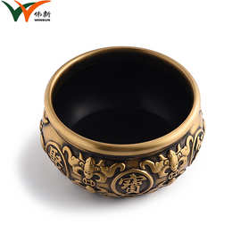 定制香炉黄铜插香炉客厅聚宝盆盘摆件办公室装饰品纯铜工艺品