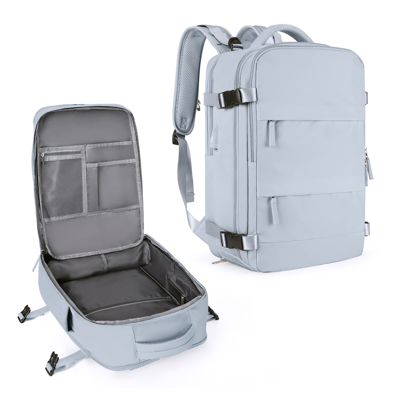 2100g Weight Nylon Lining Material Zipper Closure Type Double Shoulder Straps Strap Type Functional Backpack Bags Type Daily, Street, Shopping Occasion Nylon Material Waterproof Function Laptop Backpack Backpack Solid Color Pattern All Seasons Season Unisex Gender Elegant, Streetwear Style Square Shape Travel Backpack Girls Large Capacity Multi-Functional Luggage Backpack Short Trip Business Travel Bag 21