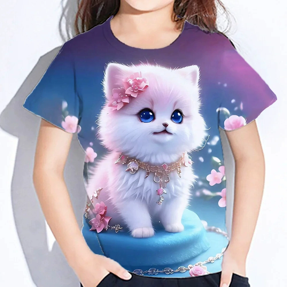 2024 новый стиль внешняя торговля кросс-бордер детская одежда милый Kawaii садовый кот принт девочки без рукавов топы