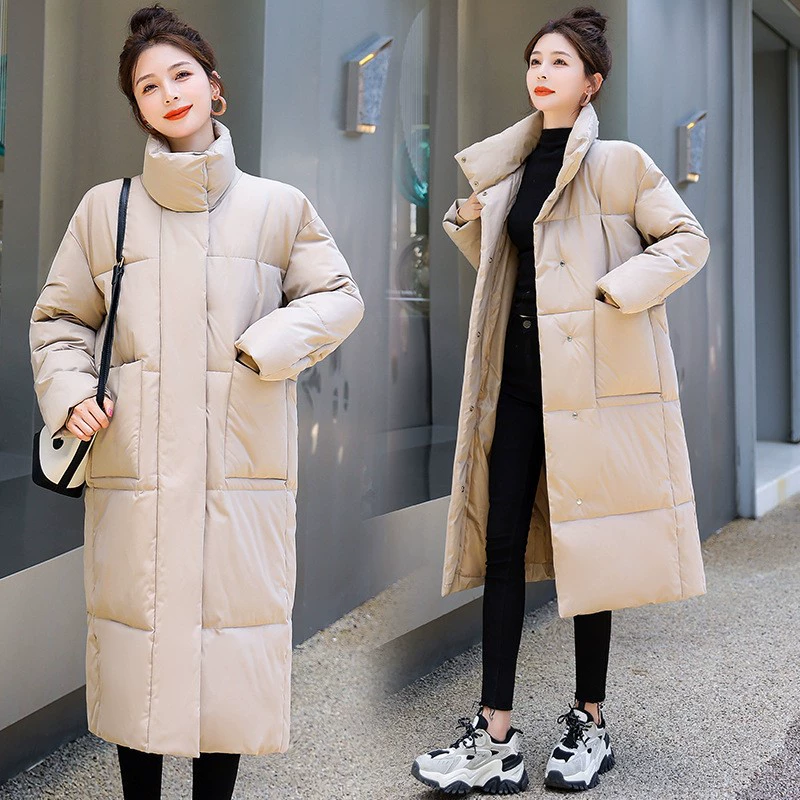 Модная хлопковая одежда с капюшоном, женская новая Длинная зимняя модная повседневная свободная теплая хлопковая куртка больших размеров, пальто, внешняя торговля