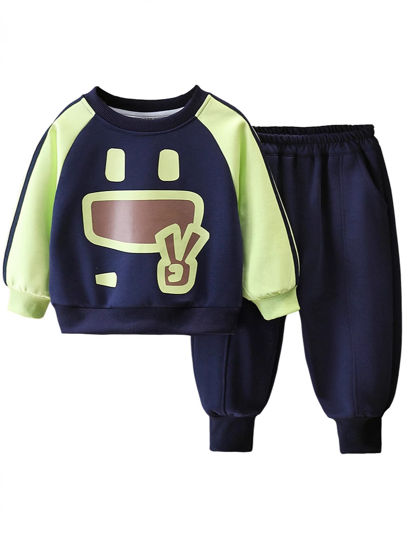 Conjunto de Sudadera para Niños 7686, Primavera y Otoño 2026, Ropa Estampada para Niños, Conjunto Deportivo Informal de Dos Piezas