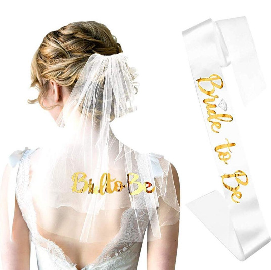 Bachelor Party novia de oro rosa para ser correa de hombro banda ceremonial nupcial de dos piezas corona diadema