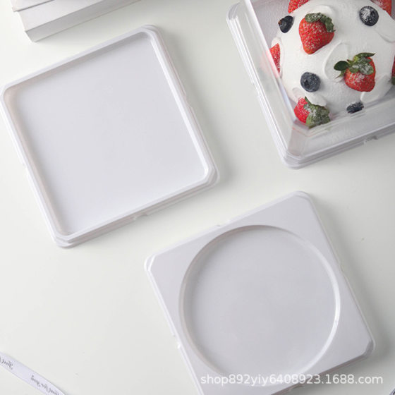 Four-inch 4-inch transparent cake packaging box anti-fog 3/4 inch sliced lasagna cream strawberry mousse cake packaging box