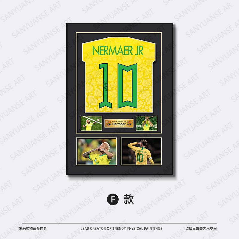 Camiseta enmarcada, marco de fotos de fútbol, pintura de pared, colección de C Luo, exhibición de ropa, decoración de cabecera de dormitorio tridimensional, pintura