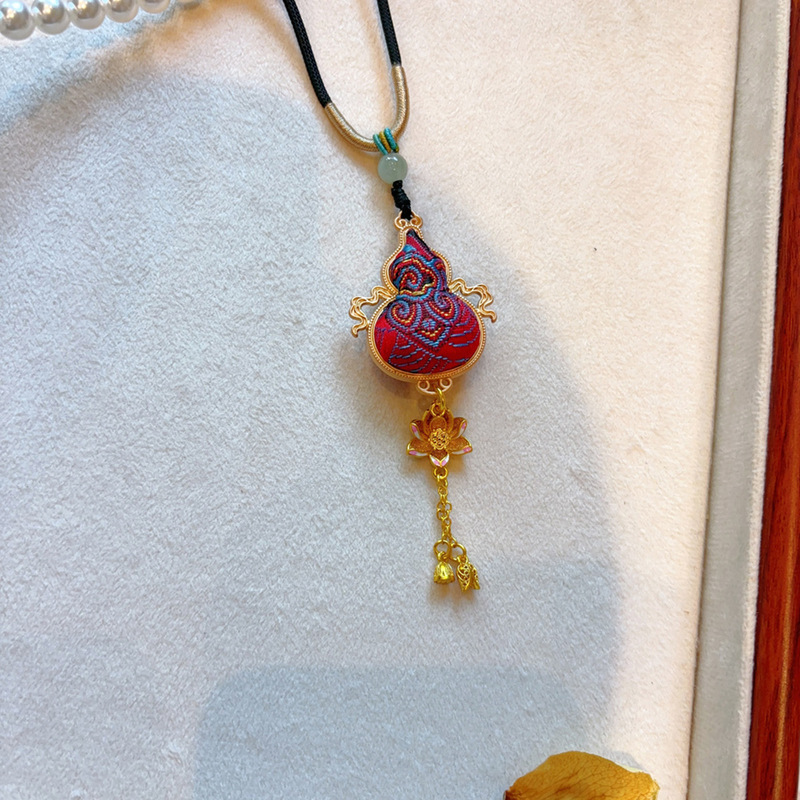 【成品】纯手工双面葫芦挂坠非遗宋锦真丝项链百搭小众高级感配饰|undefined