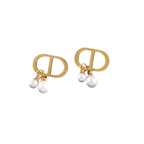 Pearl Earrings Women's Letter CD Earrings European and American Simple Fashion Personality Niche Design High-end Versatile Earrings Trendy