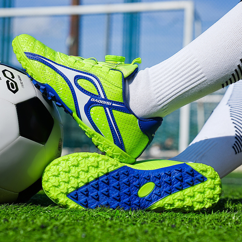 Cross-Border Factory Selected Button Ag Long Spikes Tf Youth Student Outdoor Training Shoes Kidsren's Breathable Football Shoes