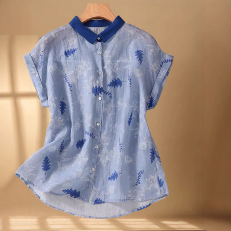 Hangzhou Classy Big-Name Silk Shirt Women's Floral 2025 Summer New Short-Sleeved Shirt Western-Style Mulberry Silk Top
