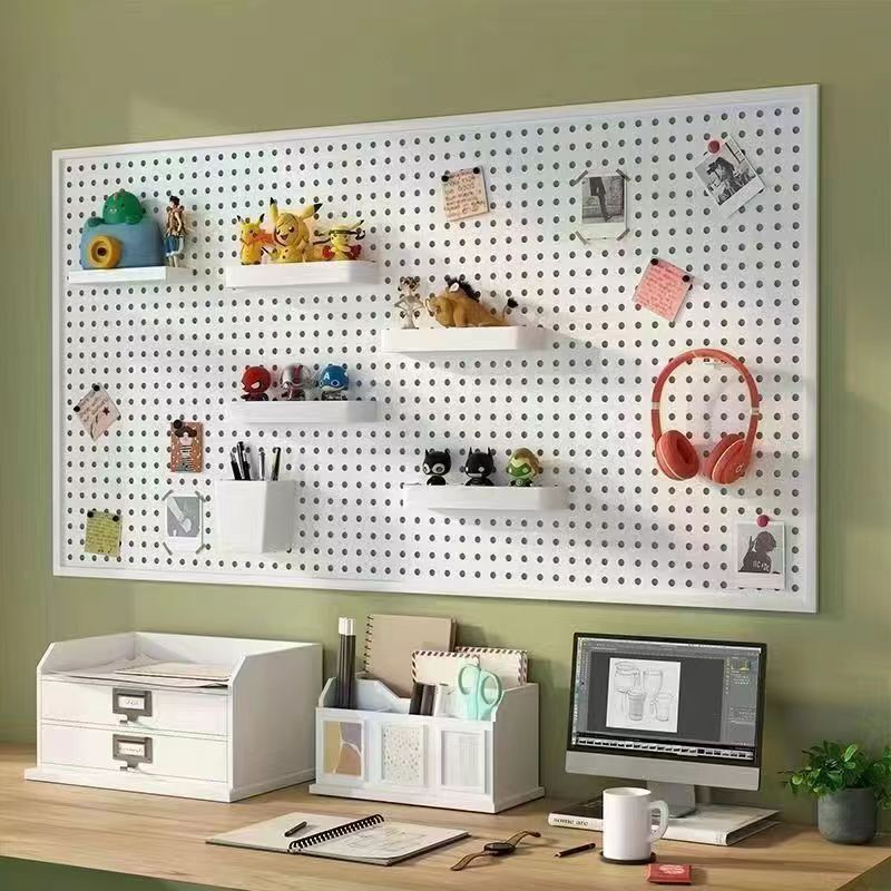 Metal Hole Board Black Wall Storage Rack Above Study Computer Desk Wall Hanging Board Storage Iron Partition