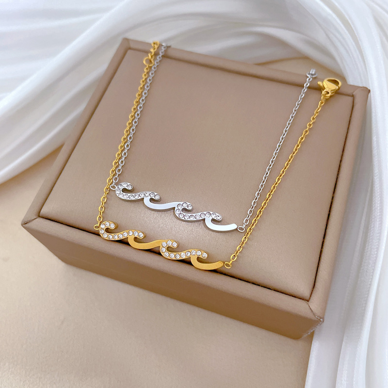 Minimalist Wave Chain Bracelet For Women Retro Style Silver Tone_voghion.com