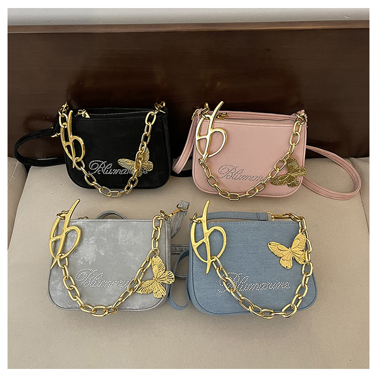 Women's Small Suede Letter Butterfly Streetwear Square Magnetic Buckle Crossbody Bag display picture 1