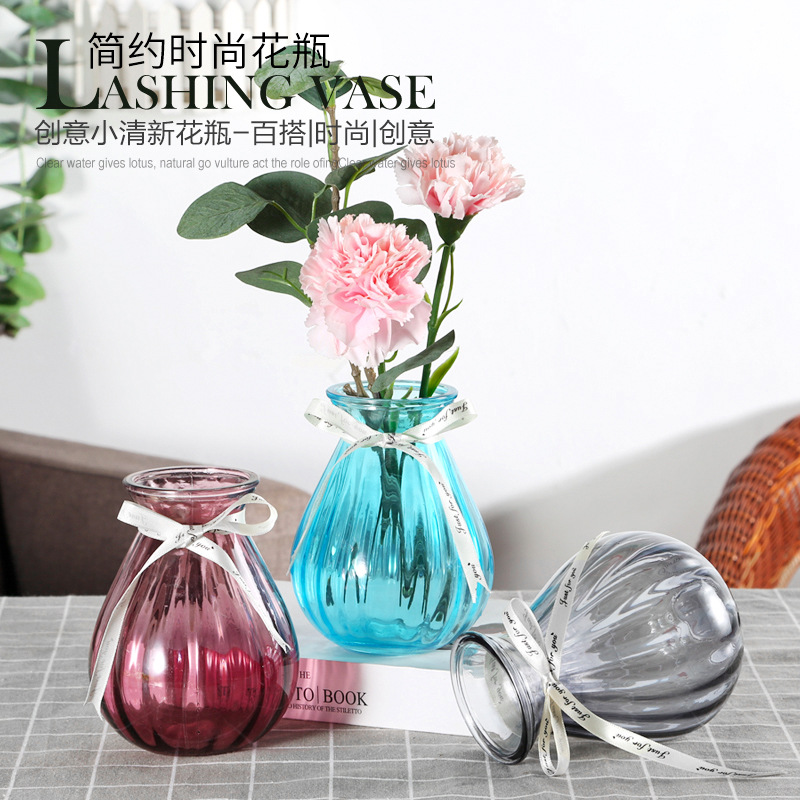 批发水中花创意绿萝水培植物玻璃透明花瓶插花容器小花瓶文范花卉