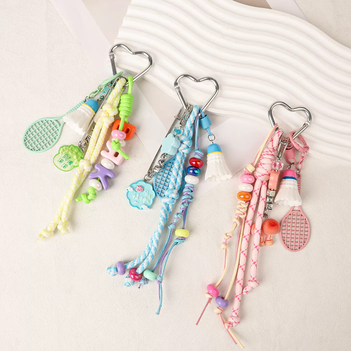 跨境仿真羽毛球钥匙扣两件套挂件工艺创意小礼品运动会纪念品批发