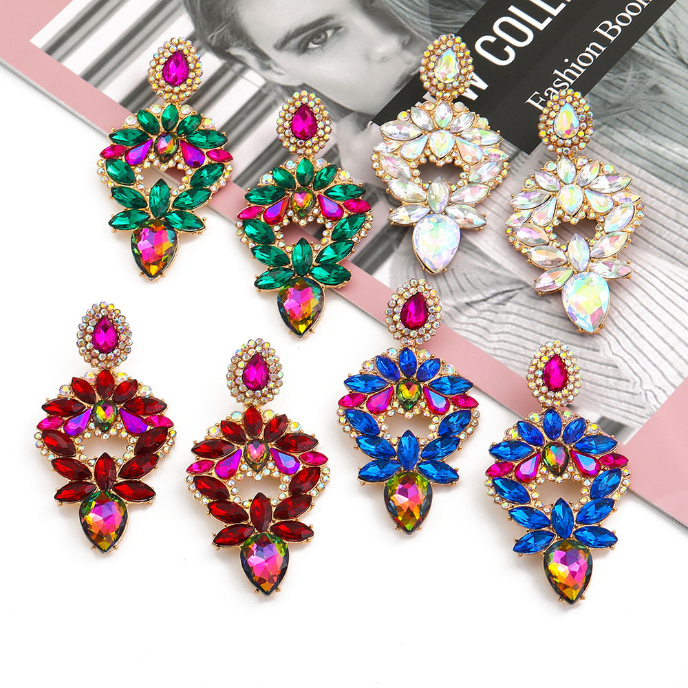 fashion color diamond alloy geometric earringspicture13