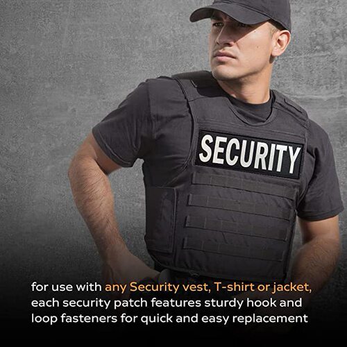 Hook and loop Velcro safety patch embroidered letters SECURITY large and small uniform reflective cloth patch