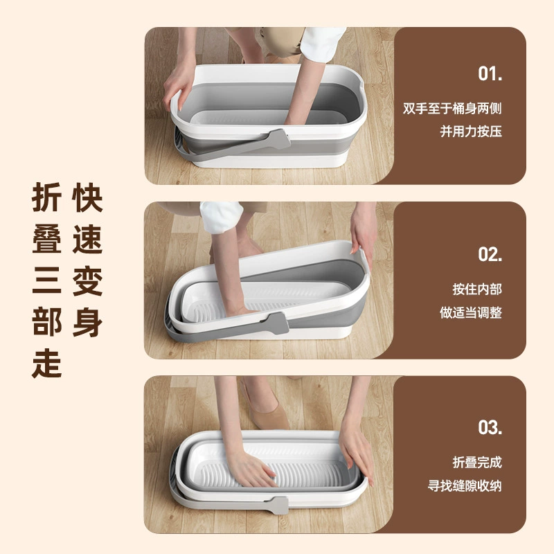 Foldable rectangular mop, big garbage can, bucket