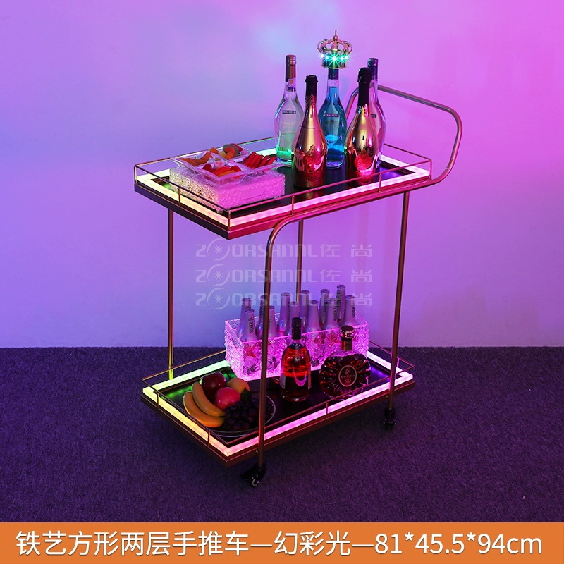 Bar ktv carro de vino luminoso carro de pastel de cumpleaños carro de comida de vino de noche LED carro de vino