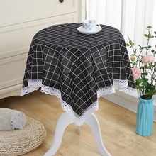 圆桌布棉麻盖布格子桌布台布多用巾蕾丝正方形长方形茶几田园风
