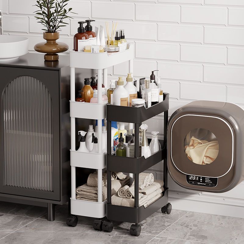 Estante de piso de carro pequeño para productos de cuidado de la piel almacenamiento de baño móvil snack inodoro hendidura almacenamiento de dormitorio multicapa