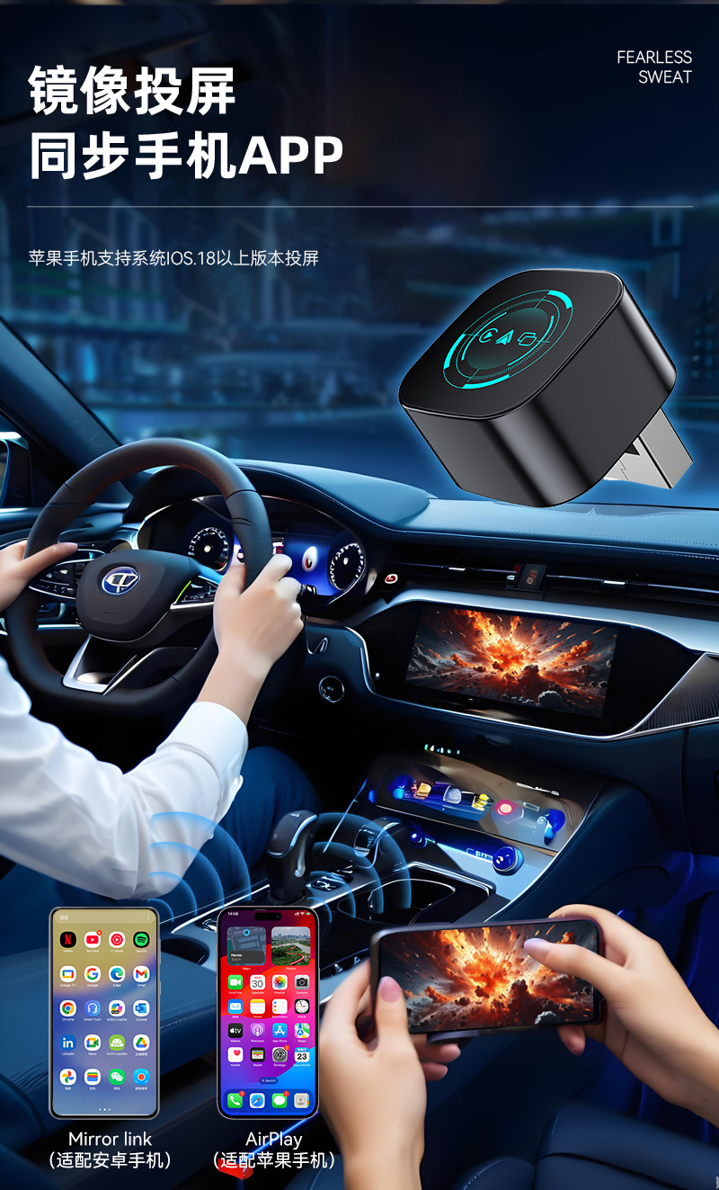 Cross-Border Four-In-One Wireless Carplay Box, Smart Car-Machine Interconnection, Screen Mirroring, Carplay Box