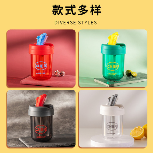Internet celebrity double drinking coffee cup ins style high-looking space straw cup mini student portable water cup for women