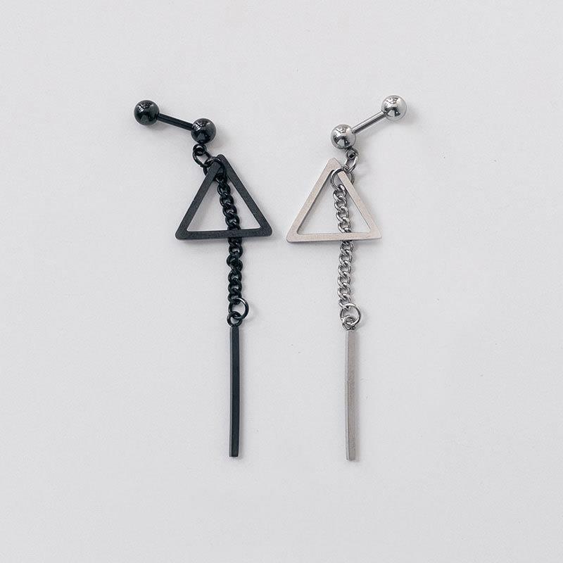 2021 the republic of korea new pattern Barbell triangle chain Stick Li longfu Same item Female GM Earrings Earrings