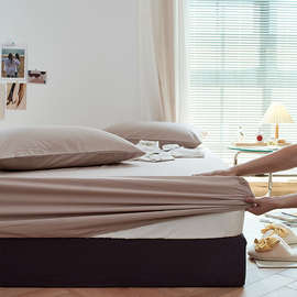 。水洗棉床笠单件纯棉简约北欧纯色床套床罩枕套三件套四季通