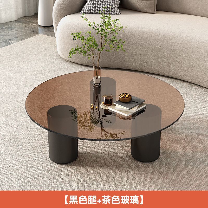 Residencia moderna y simple sala de estar doméstica lujosa ligera redonda de vidrio de roca italiana pequeña casa mesa de té de varios grupos