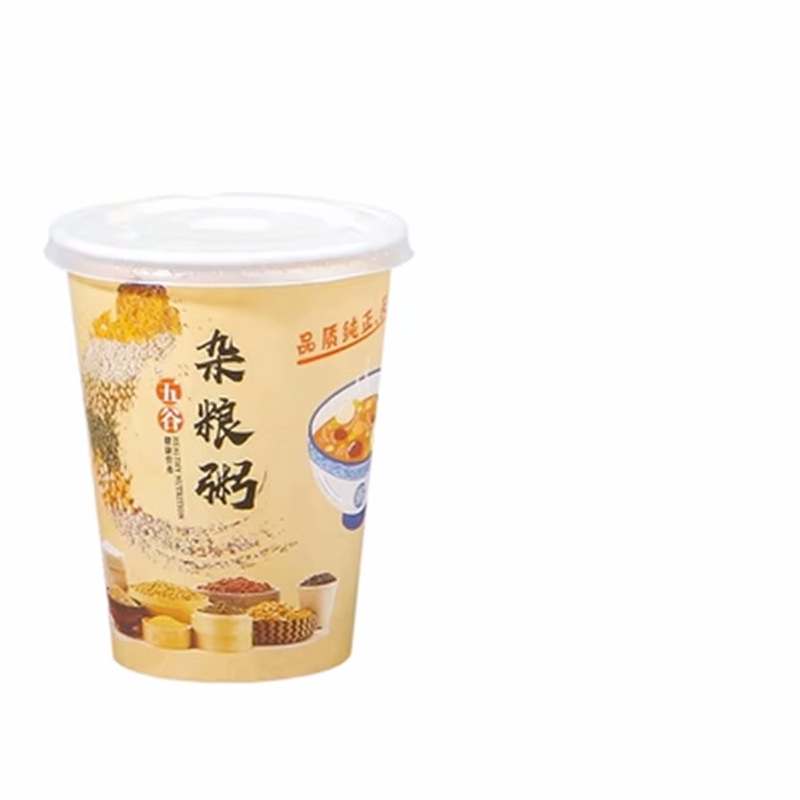 Taza de papel de té de leche desechable leche de soja empaquetada taza de gachas taza de café espesa comercial con cubierta 1000 image 37