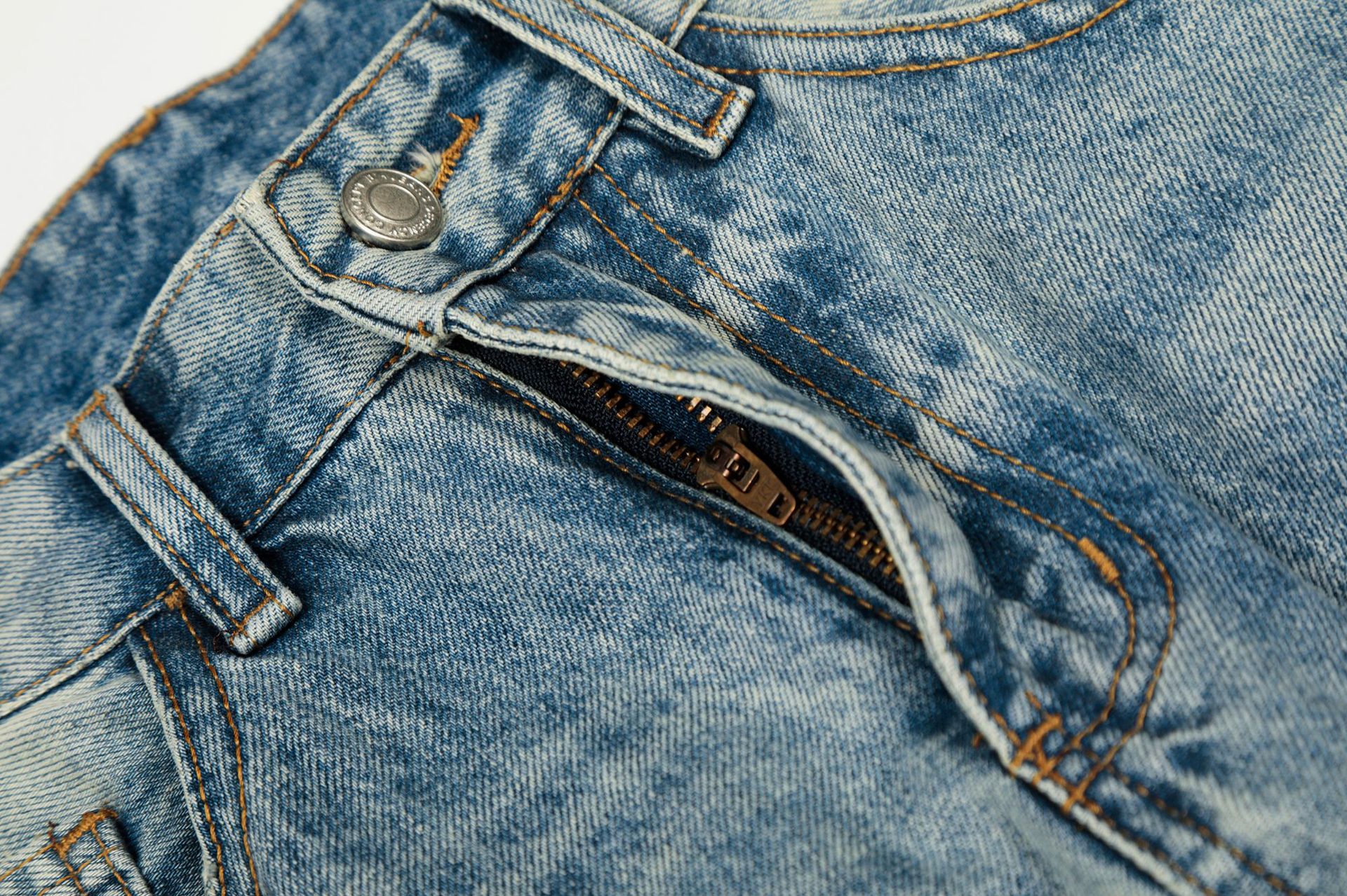 Men's High Street Vintage Washed Denim Jeans Relaxed Fit Cat Whisker Slight Curve Design_mkmklike.com