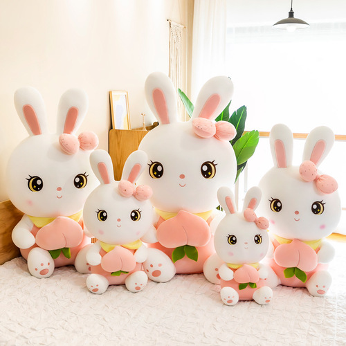 New Cute White Rabbit Plush Toy Peach Rabbit Rag Doll Rabbit Doll Pillow Doll Birthday Gift