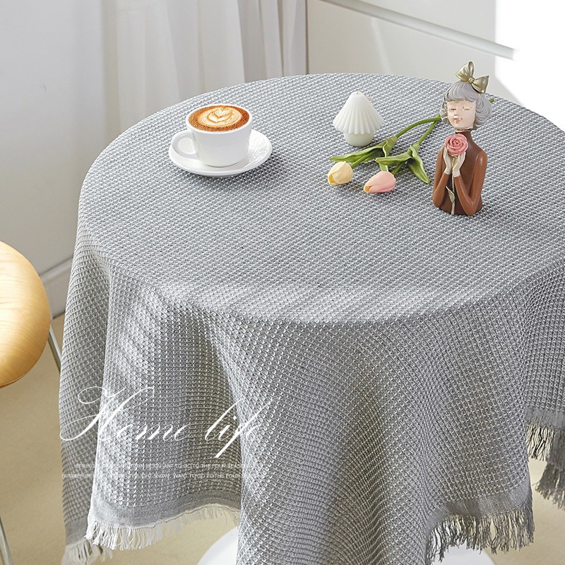 Topa de mesa francesa estilo japonés algodón lino blanco sensación de lujo ligero mesa redonda mesa de mesas mesa de mesas cuadradas