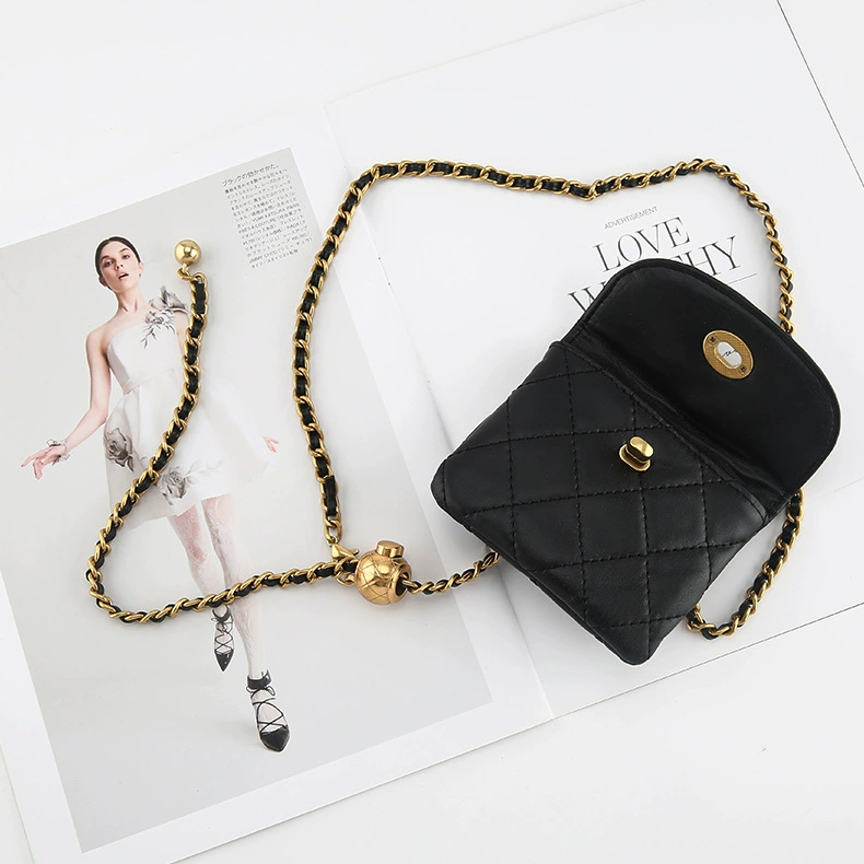 Сумка через плечо, маленький пояс, цепочка, французский стиль, стиль Chanel