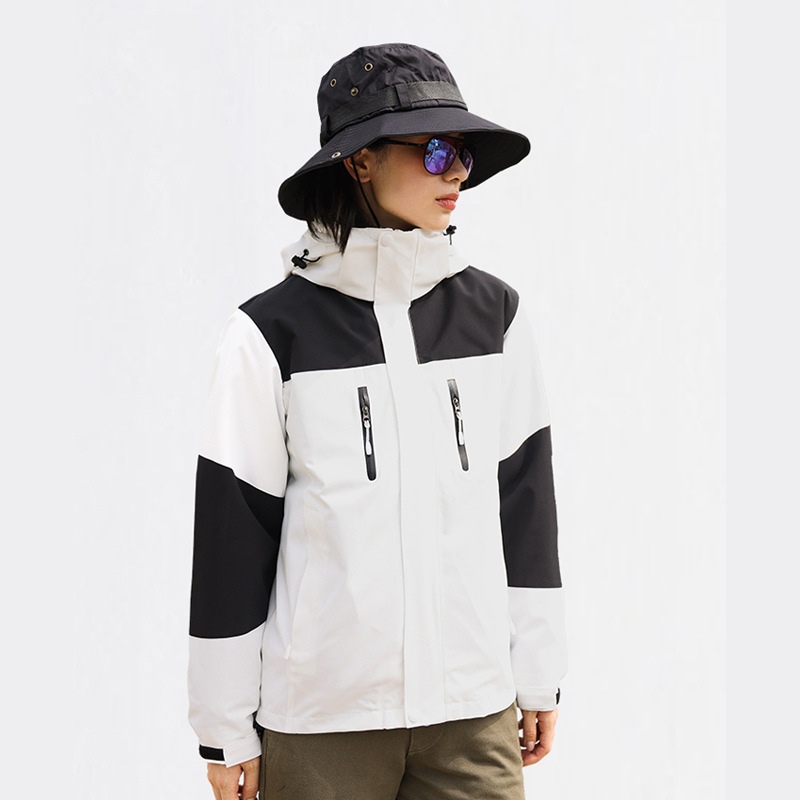 Chaqueta de lana de cordero logotipo impreso tres en uno mono a prueba de viento desmontable chaqueta de actividad de equipo de otoño e invierno