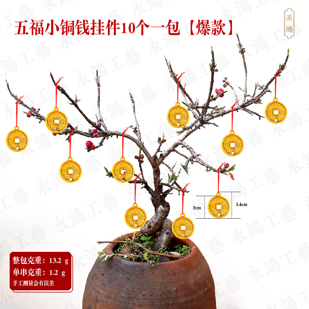 Wufu 작은 구리 동전 펜던트 10개 팩 [핫 스타일]