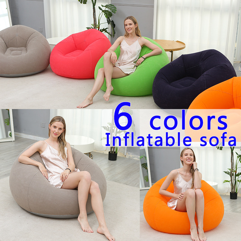 Sofá inflable esférico plegable para adultos, con tapizado de terciopelo