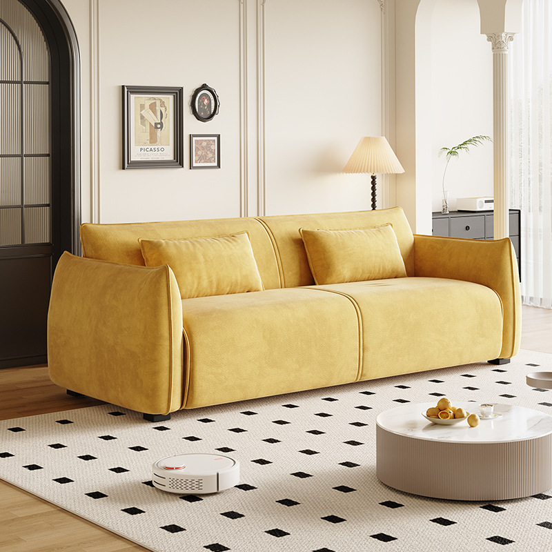 Fabric Sofa for Small Living Room, 2025 New Model, Mid-Century Style, Straight Row, Rental Apartment, Trendy Apartment, Double or Three-Seater Sofa