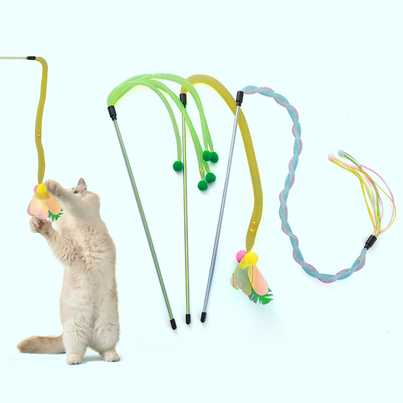 Pet supplies cross-border direct sales of small fresh wire tube hair ball color bar cat stick a variety of optional interactive cat toys