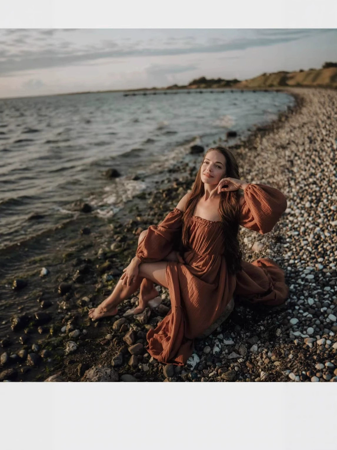 Боди для беременных, длинная юбка для фотосессий, платье, европейский стиль, рукава-фонарики