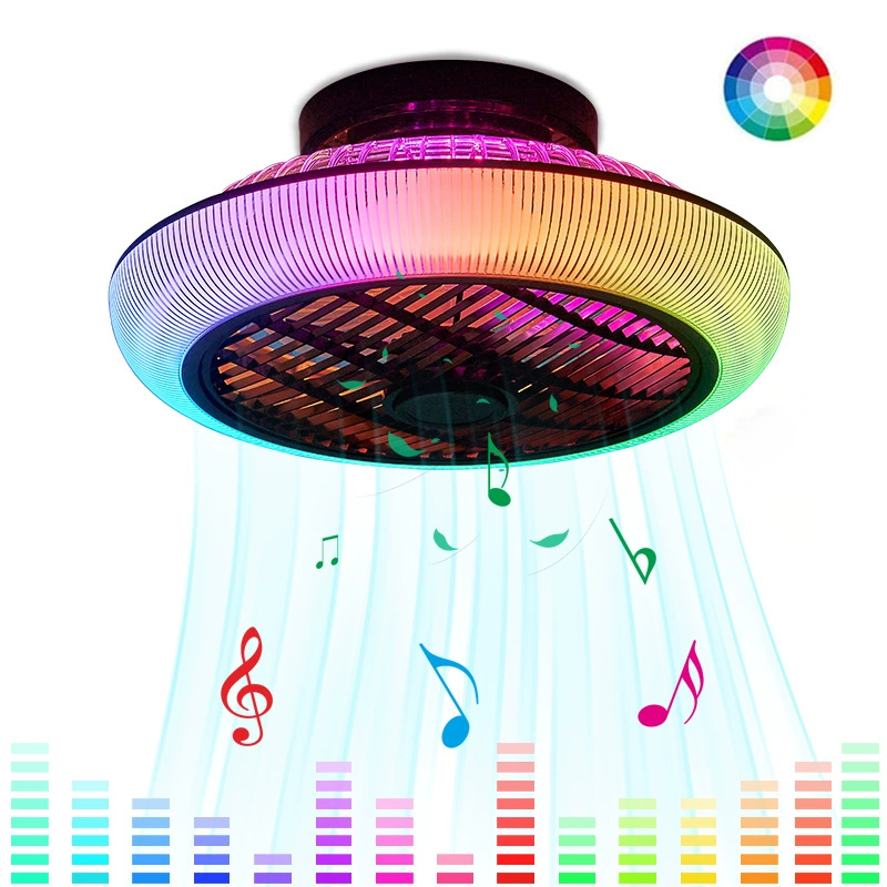 RGB цветной светильник вентилятор спальни домашний ресторан светодиодный потолочный светильник умный APP bluetooth музыка невидимый вентилятор